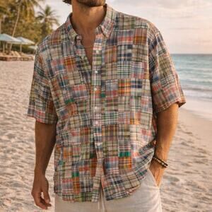 Brooks Brothers Men's SZ 3X Madras Plaid Short Sleeve Button Down Shirt NWT